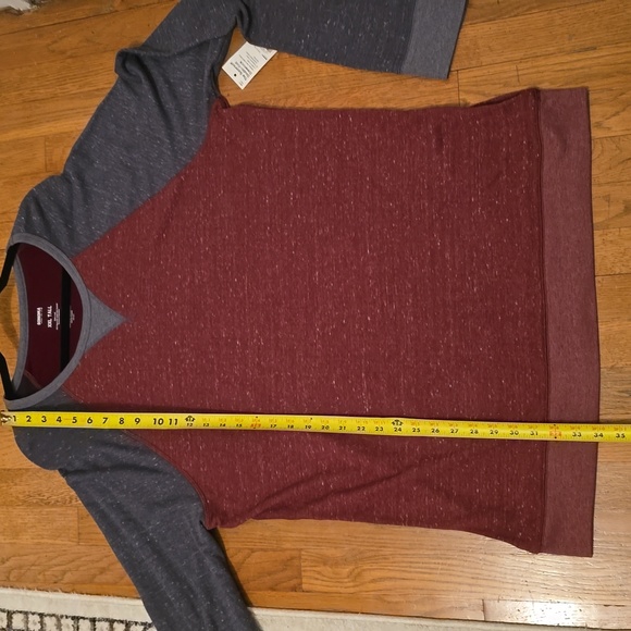 SONOMA MEN'S BIG & TALL SOFT CREWNECK RED & GRAY RAGLAND SHIRT SIZE XXL TALL - Picture 9 of 13